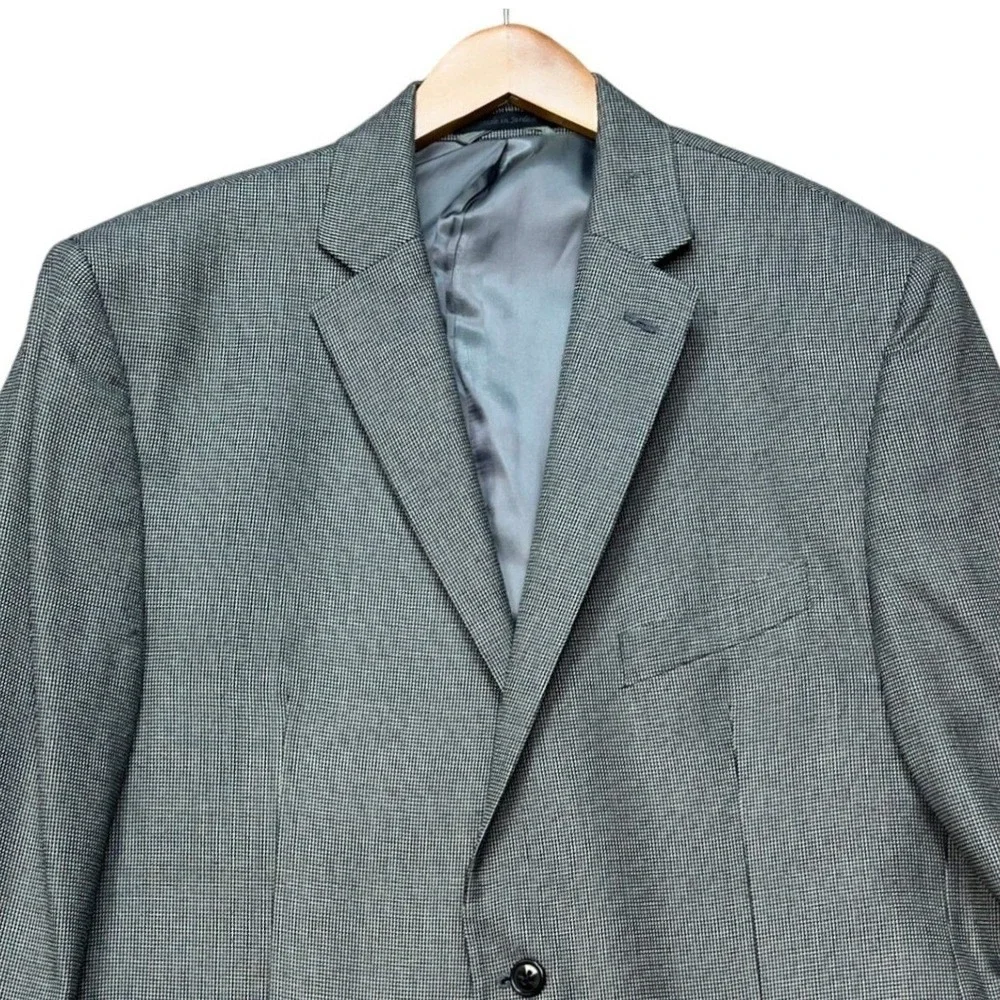 Lauren Ralph Lauren Mens 44R Grey Micro Houndstooth Two Button Blazer Sport Coat